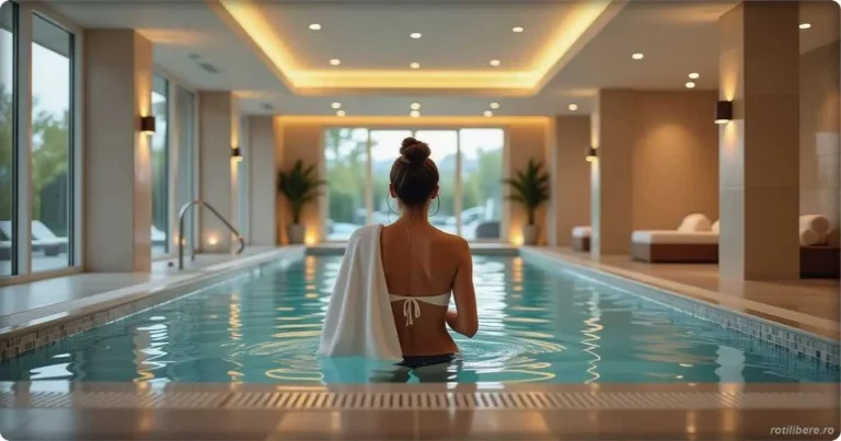 Romanian Spa Etiquette: Rules for Thermal Bath Recovery 1 Romanian Spa Etiquette: Rules for Thermal Bath Recovery - Proper Romanian spa etiquette showing visitor with towel and swimwear following thermal center rules at Therme Bucharest