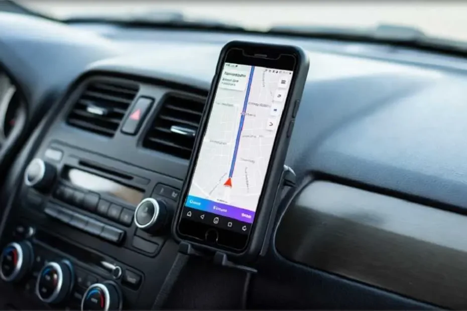 Essential Apps for Navigation, Fuel, and Roadside Assistance: A Practical Guide 11 Essential apps for navigation fuel and roadside assistance on a smartphone mounted in a car dashboard